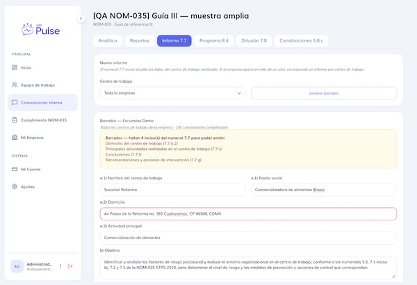 Guía de cumplimiento NOM-035 paso a paso — JOBi Pulse